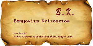 Benyovits Krizosztom névjegykártya